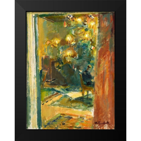 Christmas Tree in the Hall of Kilo Mansion Black Modern Wood Framed Art Print by Enckell, Magnus