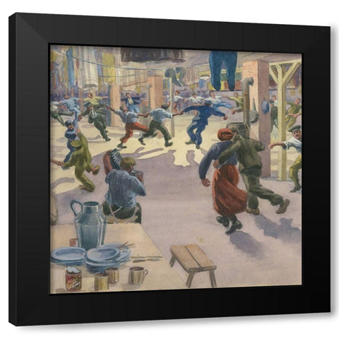 Christmas Eve in Geissen Camp Black Modern Wood Framed Art Print with Double Matting by Nantel, Arthur