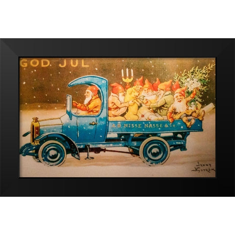 Christmas postcard Black Modern Wood Framed Art Print by Nystrom, Jenny