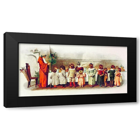Santa Claus with children Black Modern Wood Framed Art Print by Manning, Eliza F