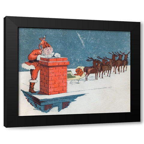 Vintage Christmas Black Modern Wood Framed Art Print with Double Matting by Buttolph, Frank