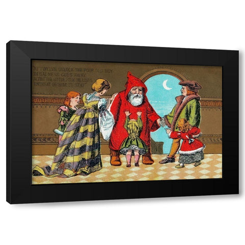 Father Christmas and His Little Friend Black Modern Wood Framed Art Print with Double Matting by Marcus Ward & Co