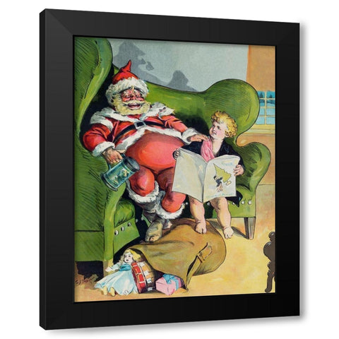 Christmas 1896 Black Modern Wood Framed Art Print with Double Matting by J. Ottman Lithographic Company
