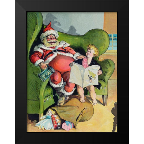 Christmas 1896 Black Modern Wood Framed Art Print by J. Ottman Lithographic Company