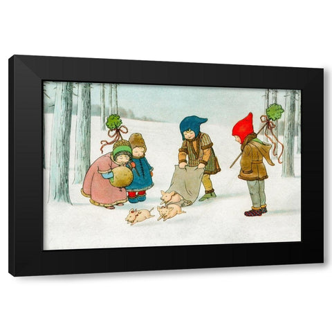 Joyeux Noel Black Modern Wood Framed Art Print by Ebner, Pauli