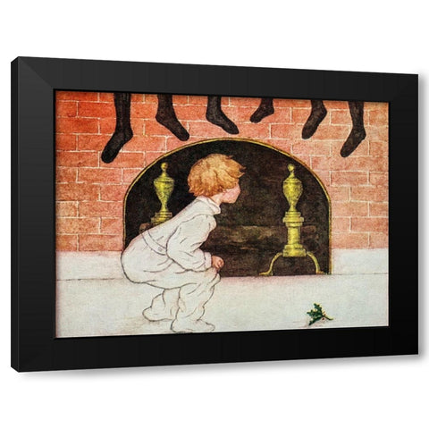 Vintage Christmas Poster Black Modern Wood Framed Art Print with Double Matting by F.A. Owen Pub. Co