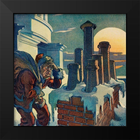 On the Democratic Roof Black Modern Wood Framed Art Print by J. Ottman Lithographic Company