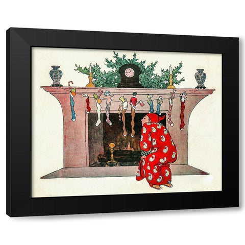 And Giving a Nod, Up the Chimney He Rose Black Modern Wood Framed Art Print by Smith, Jessie Wilcox