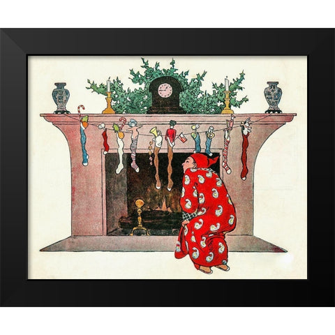 And Giving a Nod, Up the Chimney He Rose Black Modern Wood Framed Art Print by Smith, Jessie Wilcox