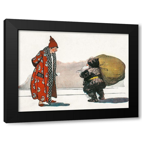 A Man with a Bundle of Toys Flung on His Back Black Modern Wood Framed Art Print with Double Matting by Smith, Jessie Wilcox