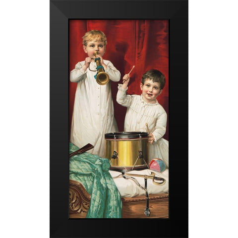 Christmas Joys Black Modern Wood Framed Art Print by American Lithographic Co