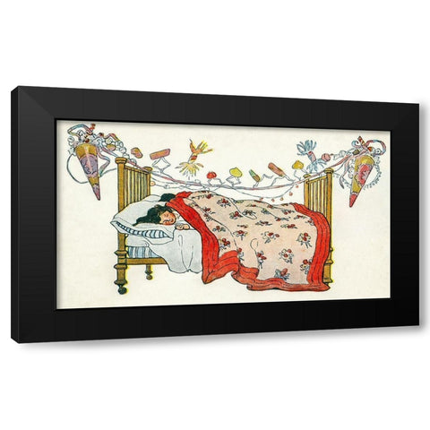 The children were nestled all snug in their beds Black Modern Wood Framed Art Print by Smith, Jessie Wilcox