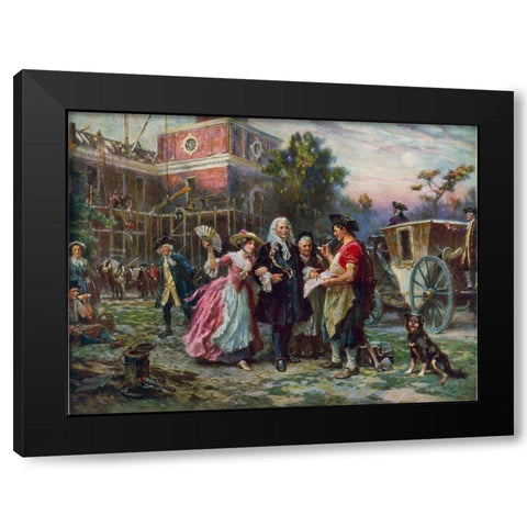 Building the Cradle of Liberty Black Modern Wood Framed Art Print by Ferris, Jean Leon Gerome
