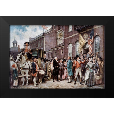 Washingtons Inaugration at Philadelphia Black Modern Wood Framed Art Print by Ferris, Jean Leon Gerome