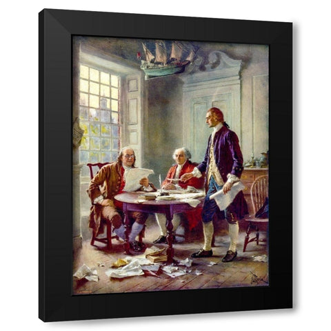 Writing the Declaration of Independence-1776 Black Modern Wood Framed Art Print by Ferris, Jean Leon Gerome