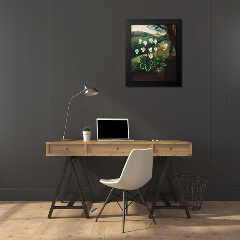 The Persian Cyclamen from The Temple of Flora Black Modern Wood Framed Art Print by Thornton, Robert John