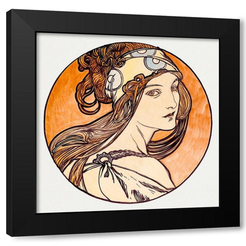 Stained glass window for the facade of the Fouquet boutique Black Modern Wood Framed Art Print with Double Matting by Mucha, Alphonse