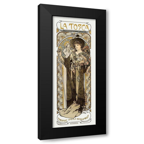 La Tosca-Sarah Bernhardt Black Modern Wood Framed Art Print with Double Matting by Mucha, Alphonse