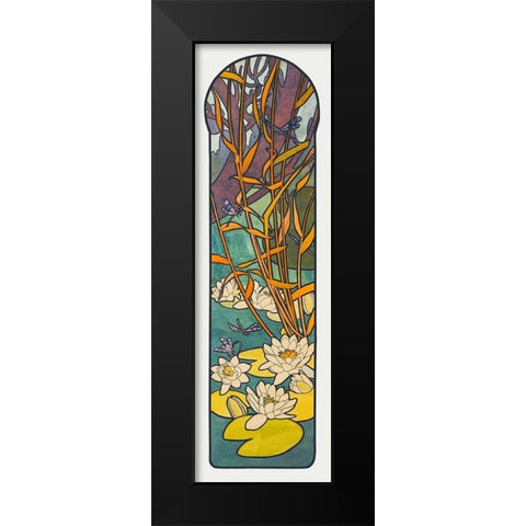 Stained glass box for the Fouquet jewelry store Black Modern Wood Framed Art Print by Mucha, Alphonse