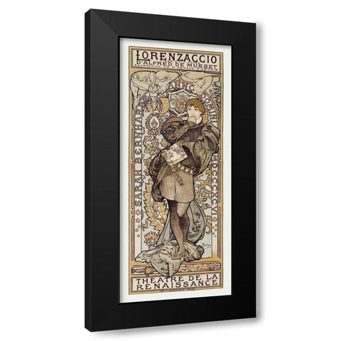 Theatre de La Renaissance Black Modern Wood Framed Art Print by Mucha, Alphonse