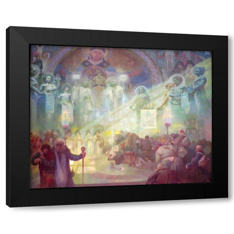 The Holy Mount Athos Black Modern Wood Framed Art Print by Mucha, Alphonse