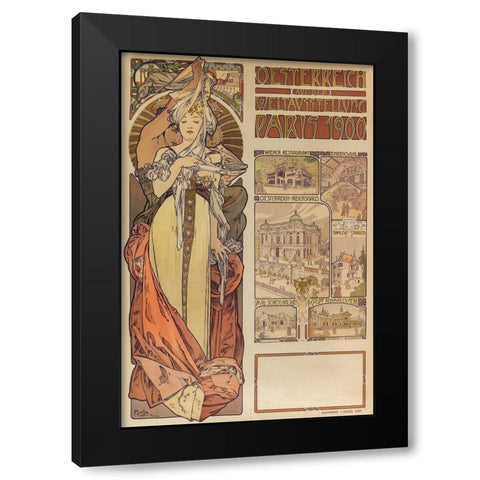 Poster Austria at the World Exhibition Paris 1900 Black Modern Wood Framed Art Print with Double Matting by Mucha, Alphonse
