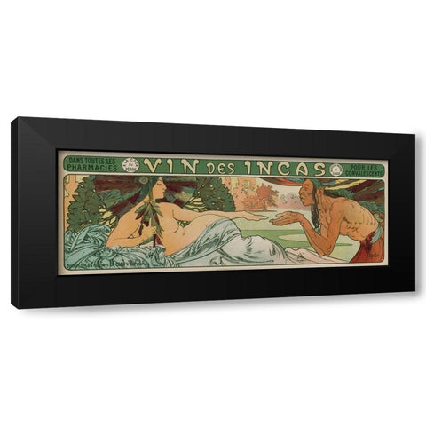 An Inca man and the Godess Incas Black Modern Wood Framed Art Print by Mucha, Alphonse