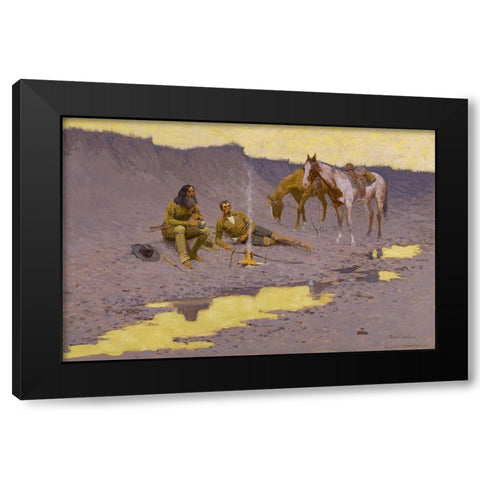 A New Year on the Cimarron Black Modern Wood Framed Art Print with Double Matting by Remington, Frederic