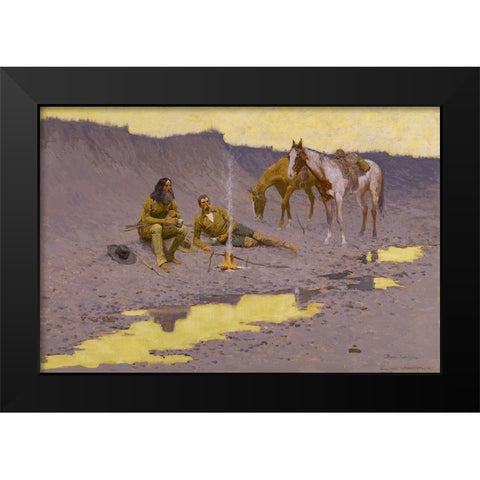 A New Year on the Cimarron Black Modern Wood Framed Art Print by Remington, Frederic