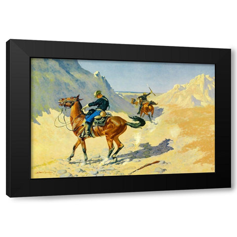 The Advance-Guard-or The Military Sacrifice-The Ambush Black Modern Wood Framed Art Print with Double Matting by Remington, Frederic