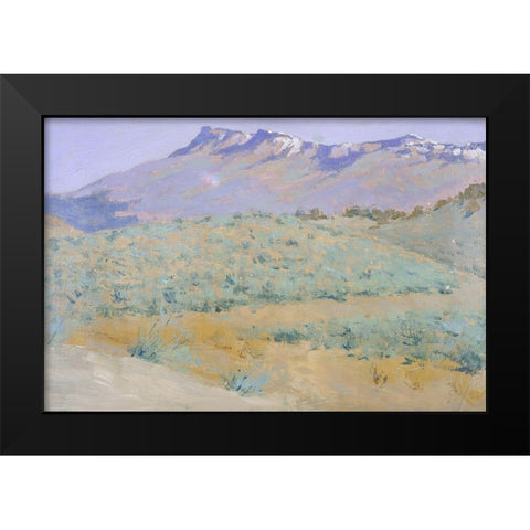 Blue prarie Black Modern Wood Framed Art Print by Remington, Frederic