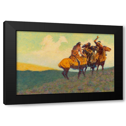 With the eye of the mind Black Modern Wood Framed Art Print with Double Matting by Remington, Frederic