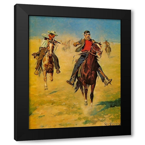 Pursuit or the Attack Black Modern Wood Framed Art Print by Shreyvogel, Charles