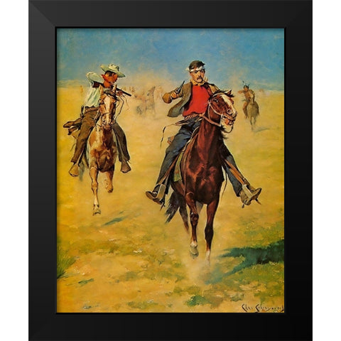 Pursuit or the Attack Black Modern Wood Framed Art Print by Shreyvogel, Charles