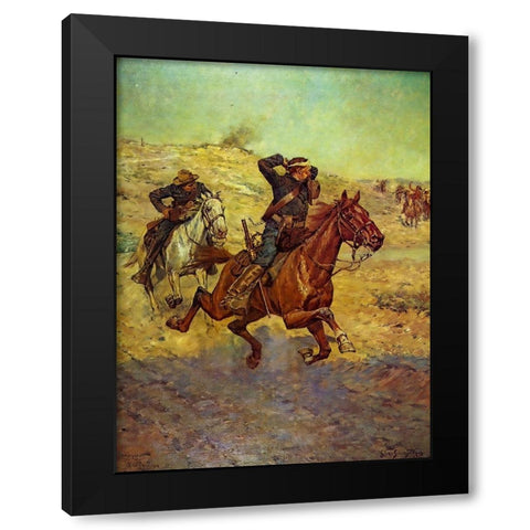 Going for Reinforcements Black Modern Wood Framed Art Print by Shreyvogel, Charles