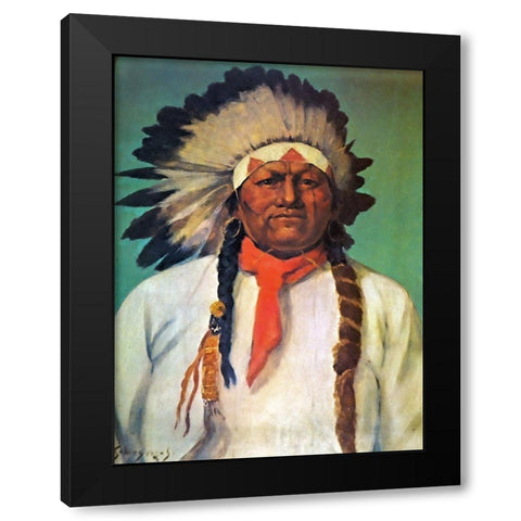 Indian Chief White Eagle Black Modern Wood Framed Art Print with Double Matting by Shreyvogel, Charles