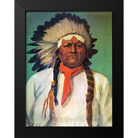 Indian Chief White Eagle Black Modern Wood Framed Art Print by Shreyvogel, Charles