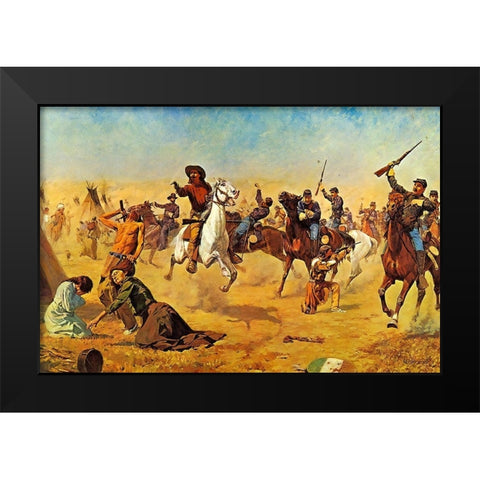 Rescue at Summit Springs Black Modern Wood Framed Art Print by Shreyvogel, Charles
