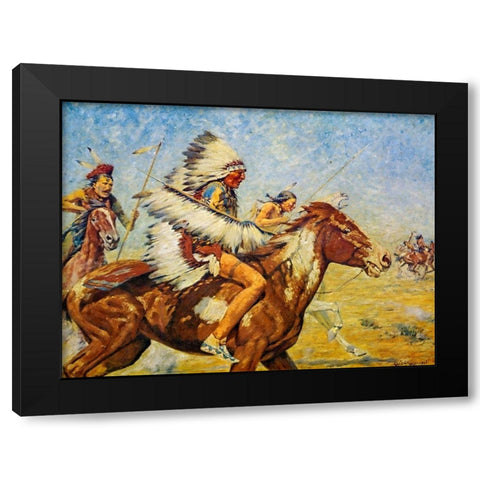 Going into Action Black Modern Wood Framed Art Print with Double Matting by Shreyvogel, Charles