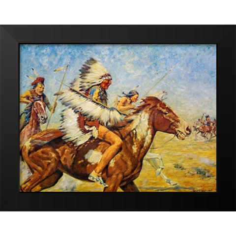 Going into Action Black Modern Wood Framed Art Print by Shreyvogel, Charles