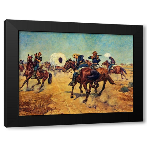 Protecting the Immigrants Black Modern Wood Framed Art Print with Double Matting by Shreyvogel, Charles