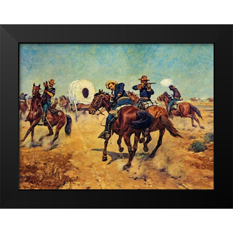 Protecting the Immigrants Black Modern Wood Framed Art Print by Shreyvogel, Charles