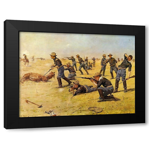 The Skirmish Line Black Modern Wood Framed Art Print with Double Matting by Shreyvogel, Charles