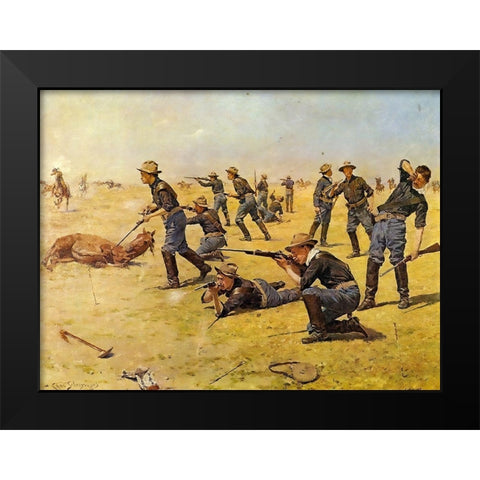 The Skirmish Line Black Modern Wood Framed Art Print by Shreyvogel, Charles