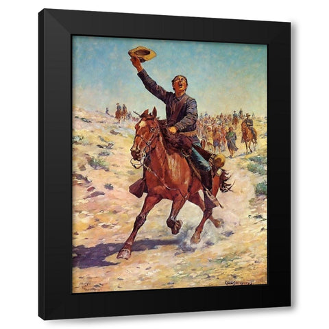 Nearing the Fort Black Modern Wood Framed Art Print with Double Matting by Shreyvogel, Charles