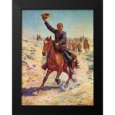 Nearing the Fort Black Modern Wood Framed Art Print by Shreyvogel, Charles