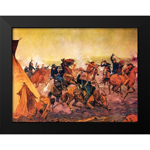 Attack at Dawn Black Modern Wood Framed Art Print by Shreyvogel, Charles