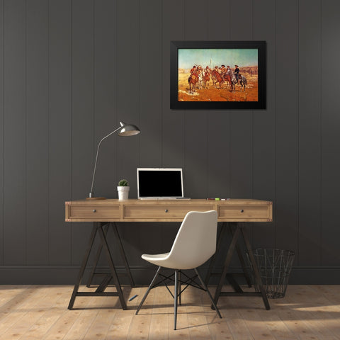 Custers Demand Black Modern Wood Framed Art Print by Shreyvogel, Charles