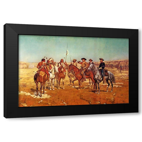 Custers Demand Black Modern Wood Framed Art Print by Shreyvogel, Charles