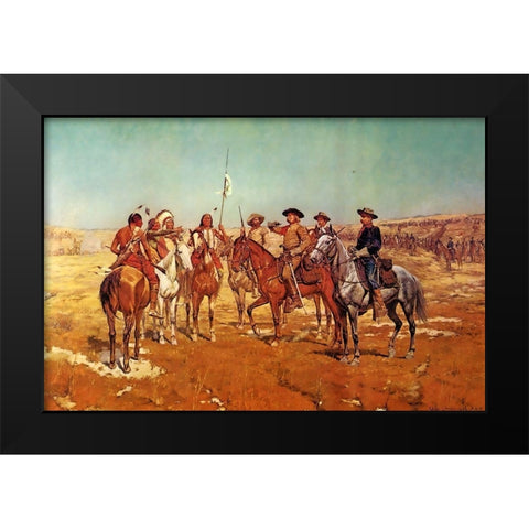 Custers Demand Black Modern Wood Framed Art Print by Shreyvogel, Charles